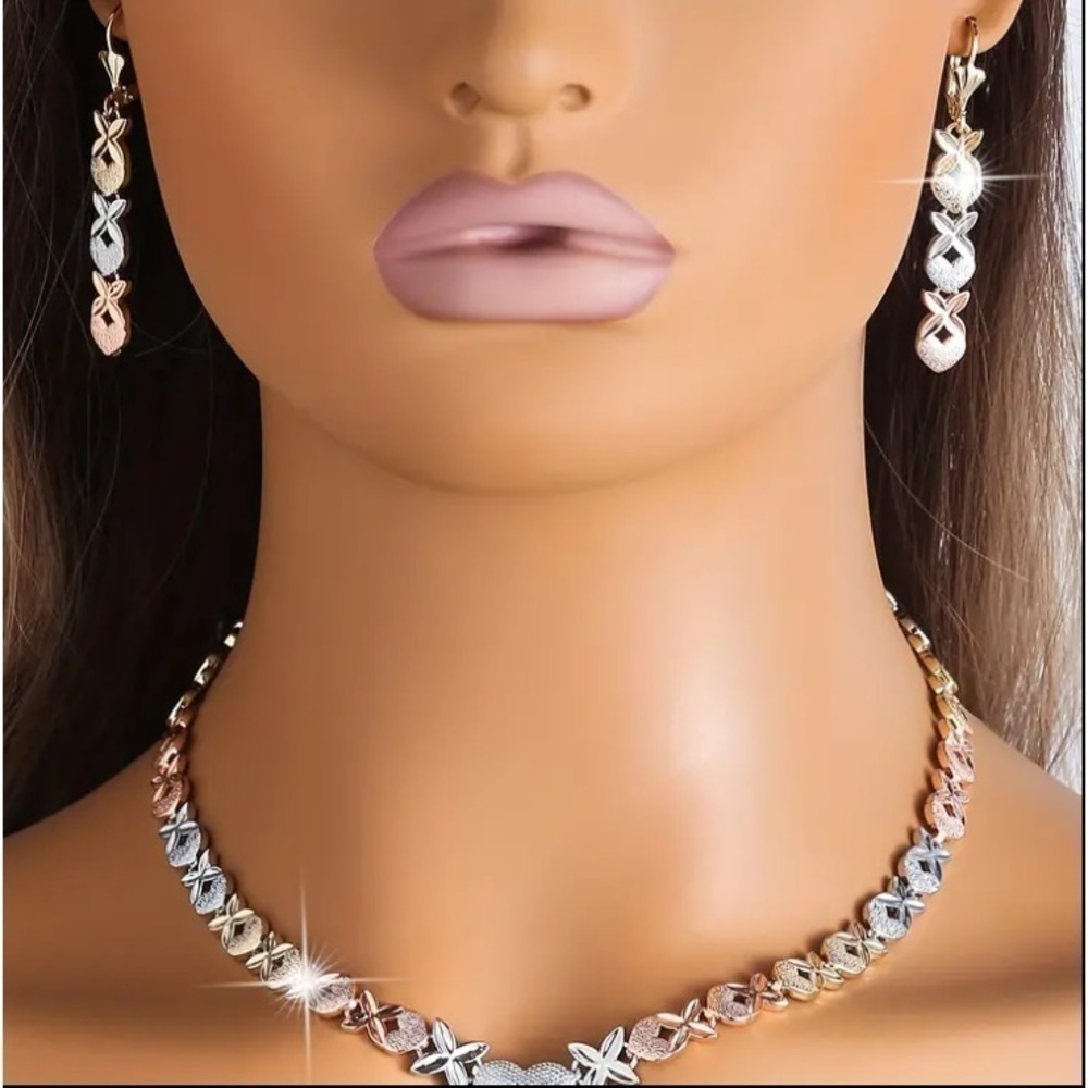 XO HEART MULTICOLOR NECKLACE & EARRINGS SET - Picture 2 of 2